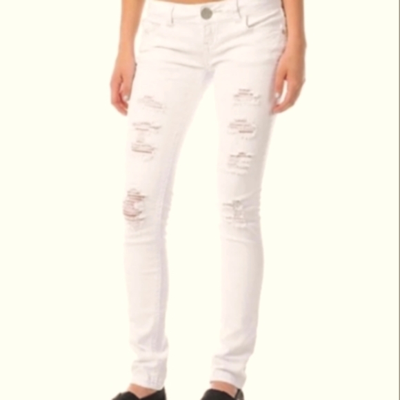 Almost Famous White Distressed Pants - Picture 1 of 3